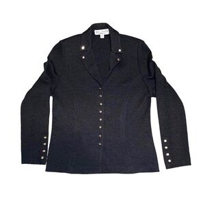 St. John button up gray knit sweater jacket